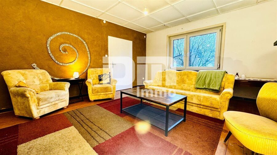 Ein- bis Zweifamilienhaus mit Anbau und Nebengebäude auf großem Grundstück - WE1 EG Wohnzimmer